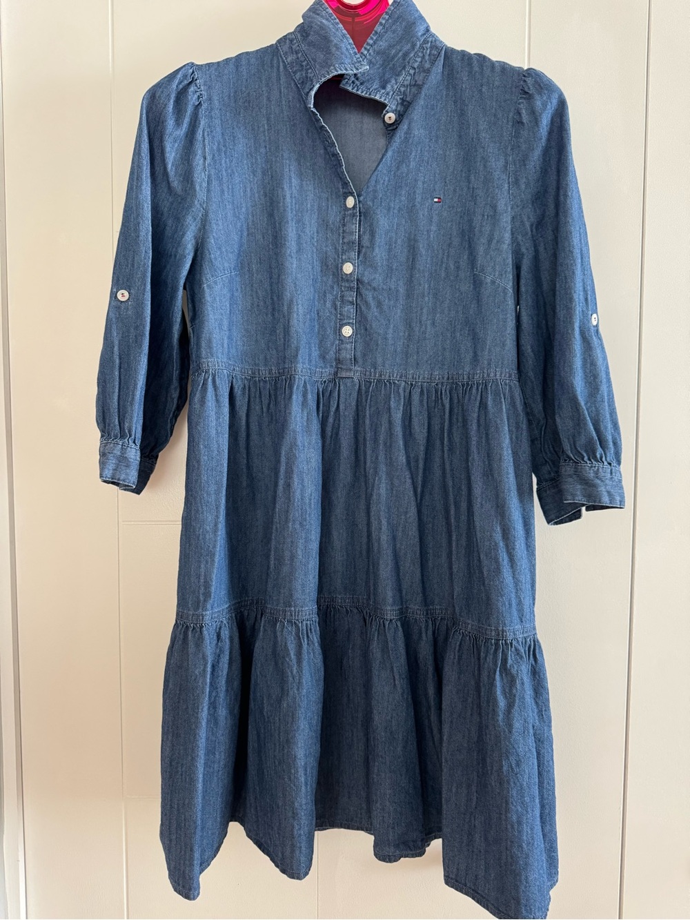 Tommy Hilfiger Blue Denim Tiered Button-Front Tunic Dress - Size 10